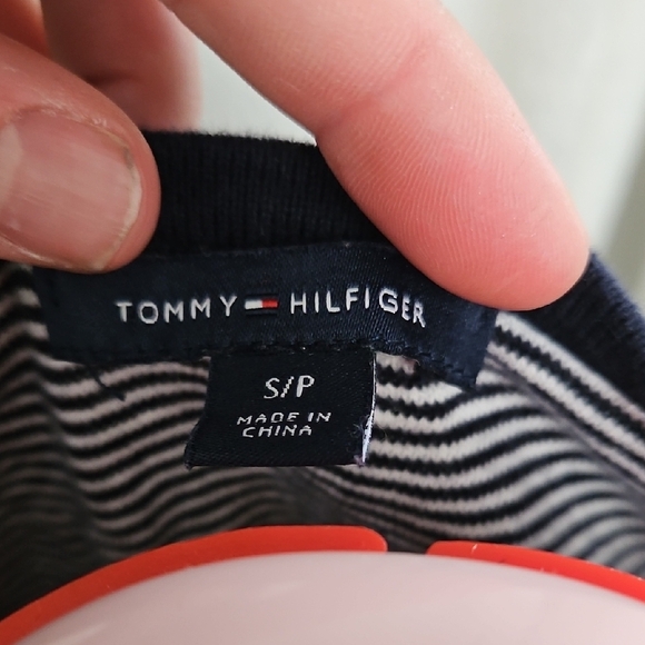 Tommy Hilfiger Striped Crew Neck Sweater - Black, White, Red - Picture 2 of 3